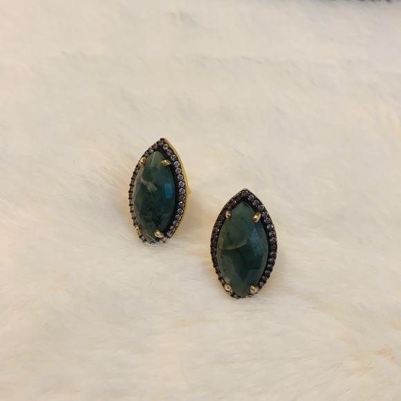Emerald 925 Sterling Silver earrings - Picture 3 of 3